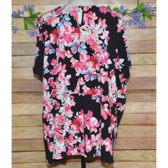 Liz Claiborne Career Women's Pink Floral Short Sleeve Blouse Top Plus Size 3X Fa - Picture 6 of 9